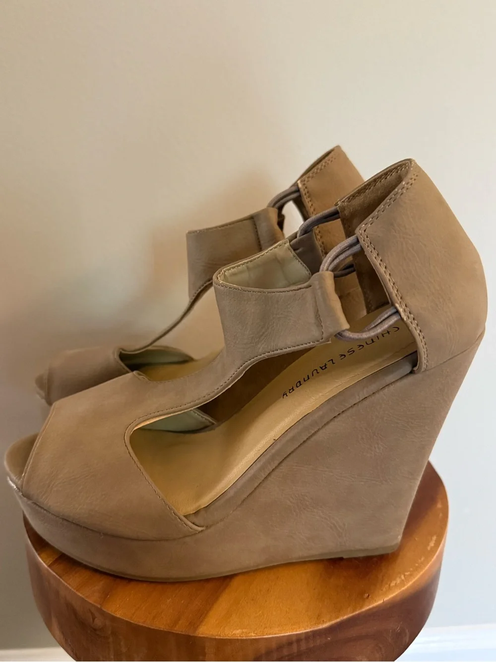 Chinese Laundry Taupe Wedge Sandals